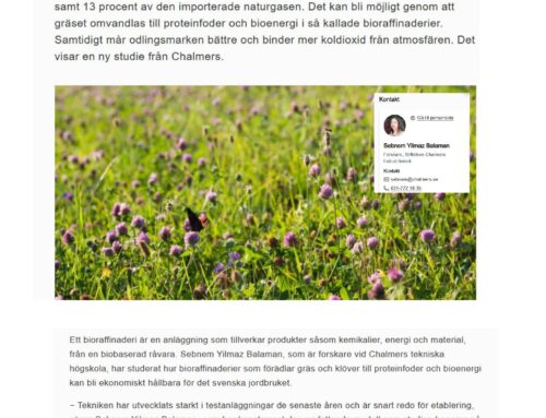 Gräs och klöver kan ersätta importerad soja och naturgas – Chalmers